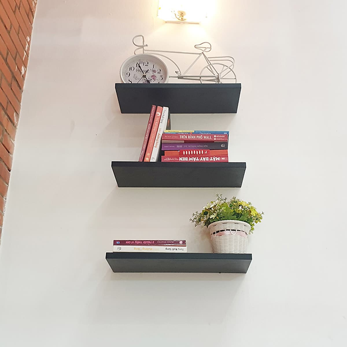 Bộ 3 Kệ Gỗ Trang Trí Treo Tường Giấu Chân 40cm x 15cm KT117  (Nhiều màu)