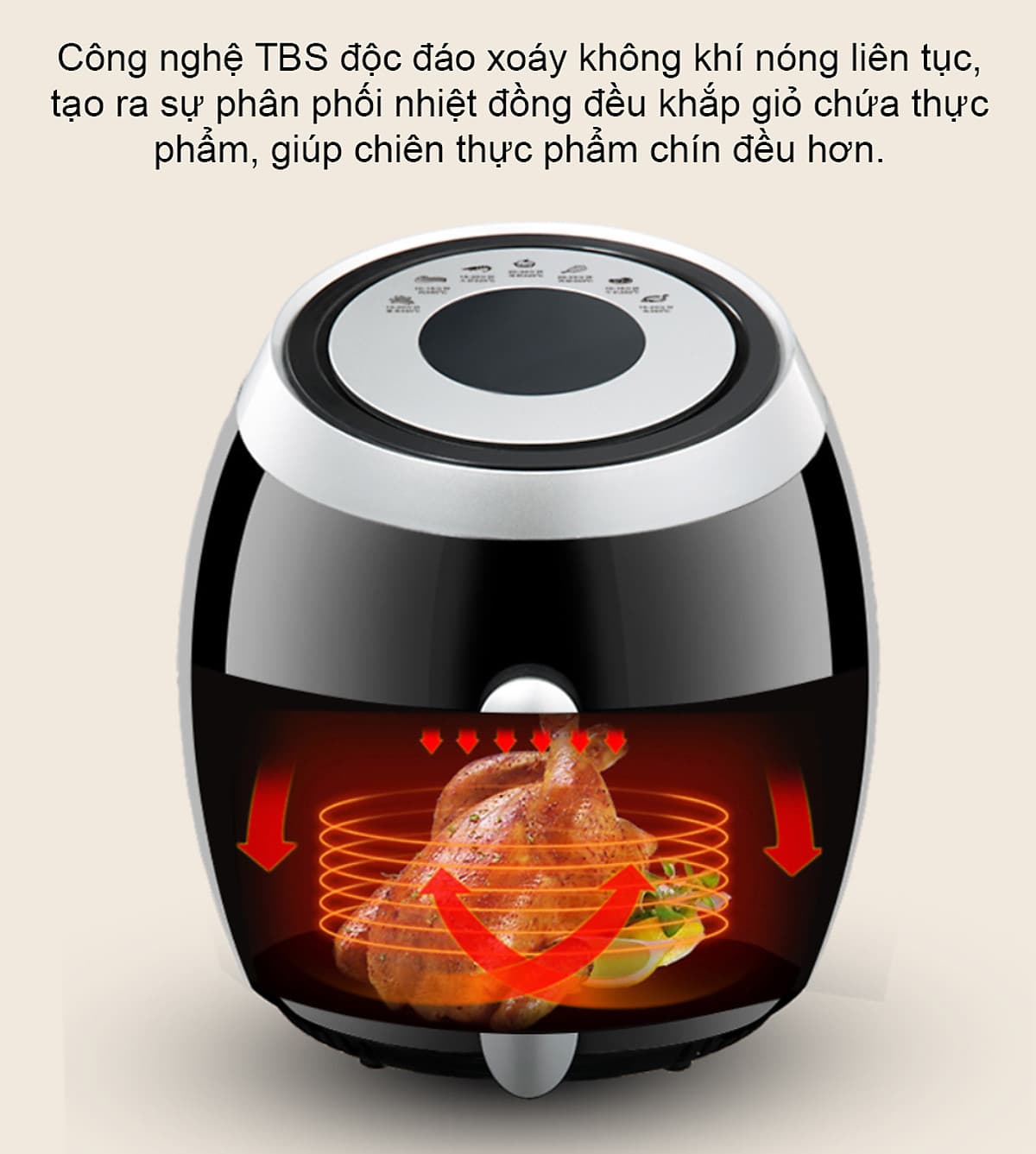 Nồi chiên không dầu công nghệ TBS, công suất 1500W, dung tích 5.5L 