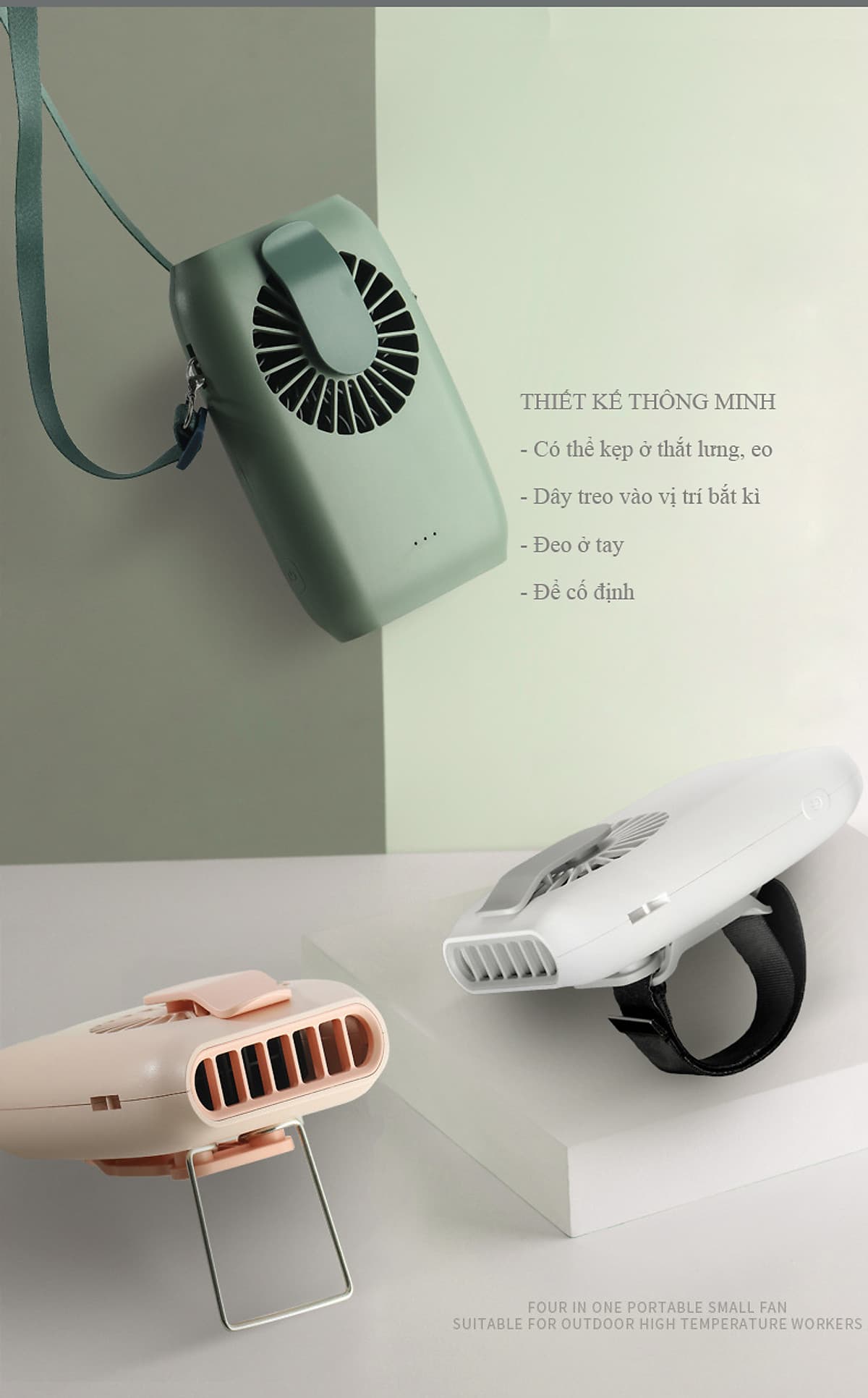 Quạt Treo Eo Lưng Kèm Dây Đeo Tích Hợp Sạc Thích Hợp Với Mọi Hoạt Động Làm Việc Giải Trí Subara GF-22