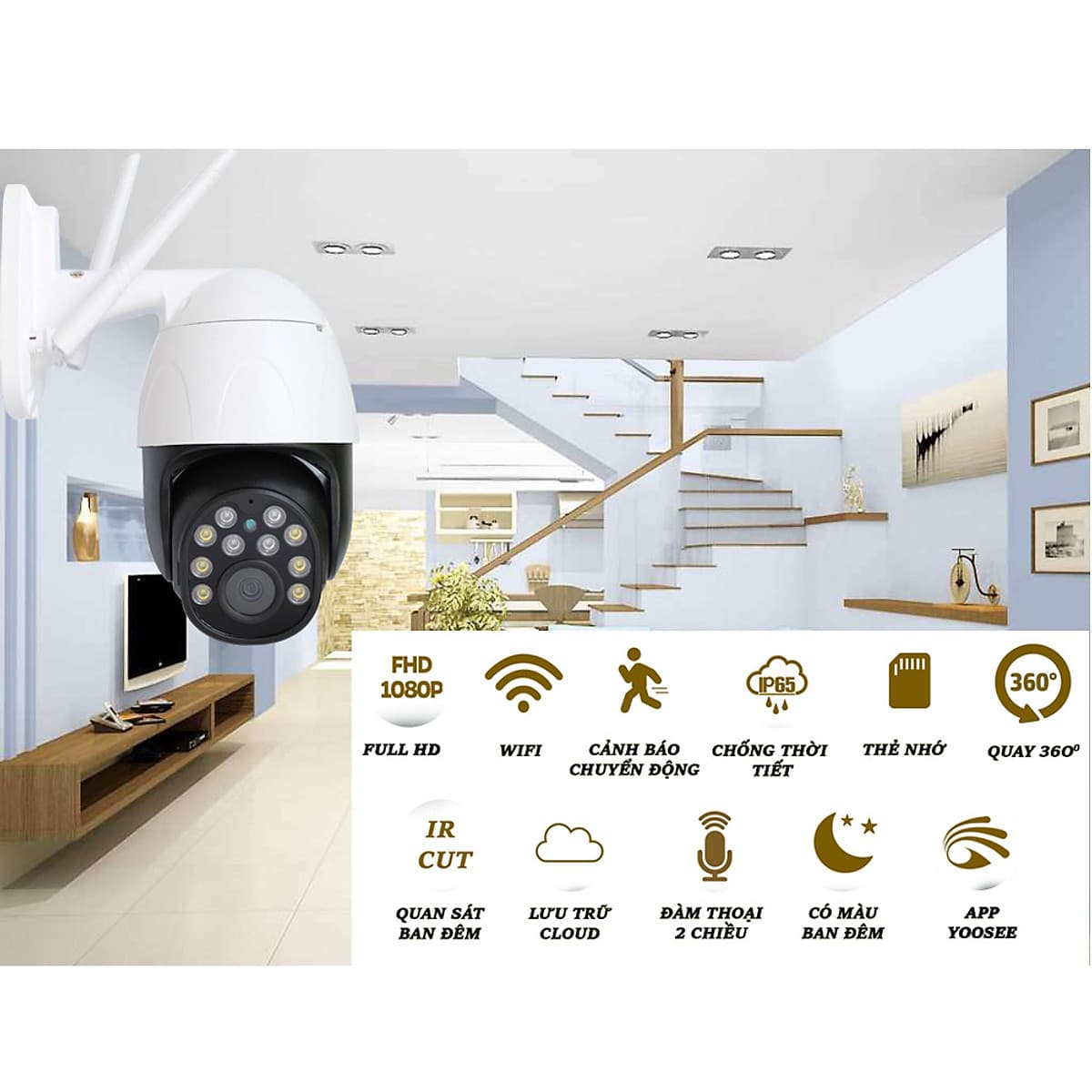 Camera Ip Wifi Ngoài Trời Yoosee GW-D10S 2.0 MP Full HD1080P - Ban Đêm Có Màu - Hàng Nhập Khẩu