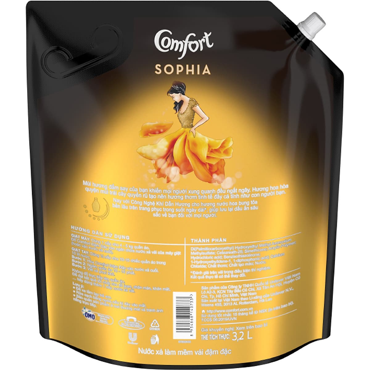 Nước Xả Vải Comfort Hương Nước Hoa Thiên Nhiên Sophia (3.2L)
