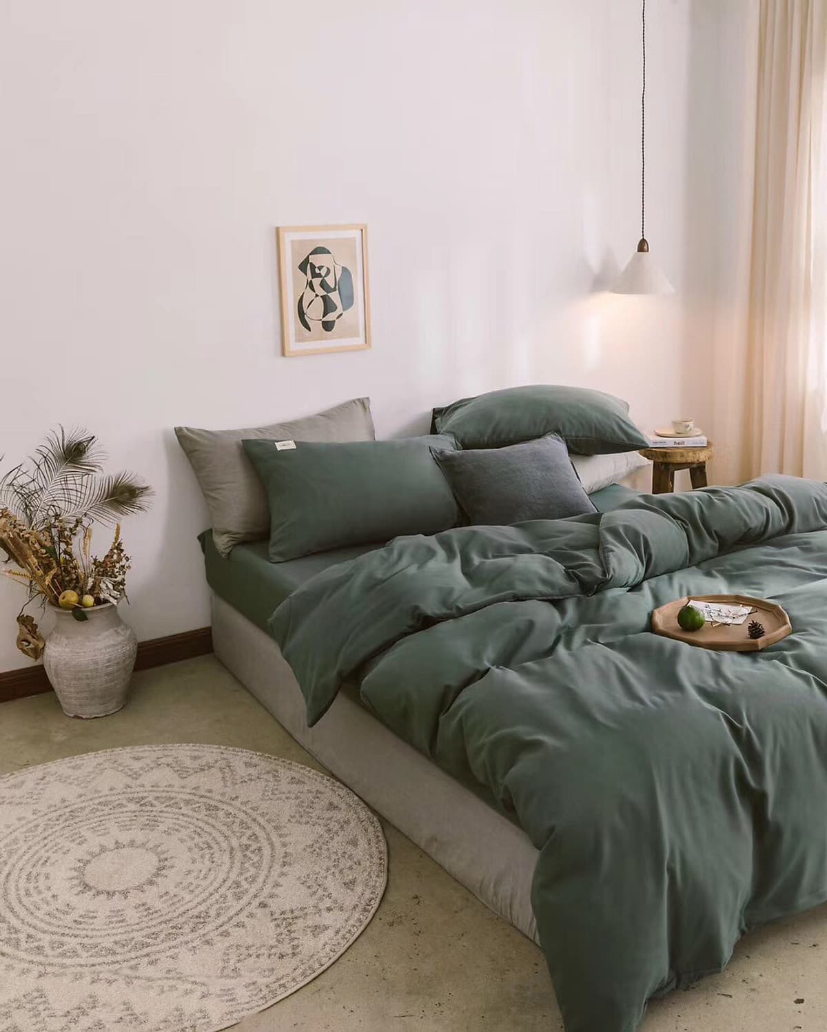 Bộ 4 món chăn ga gối cotton Tici cao cấp TC45 hàng đẹp (set gồm 1 ga, 1 chăn có khóa lồng được ruột, 2 vỏ gối)