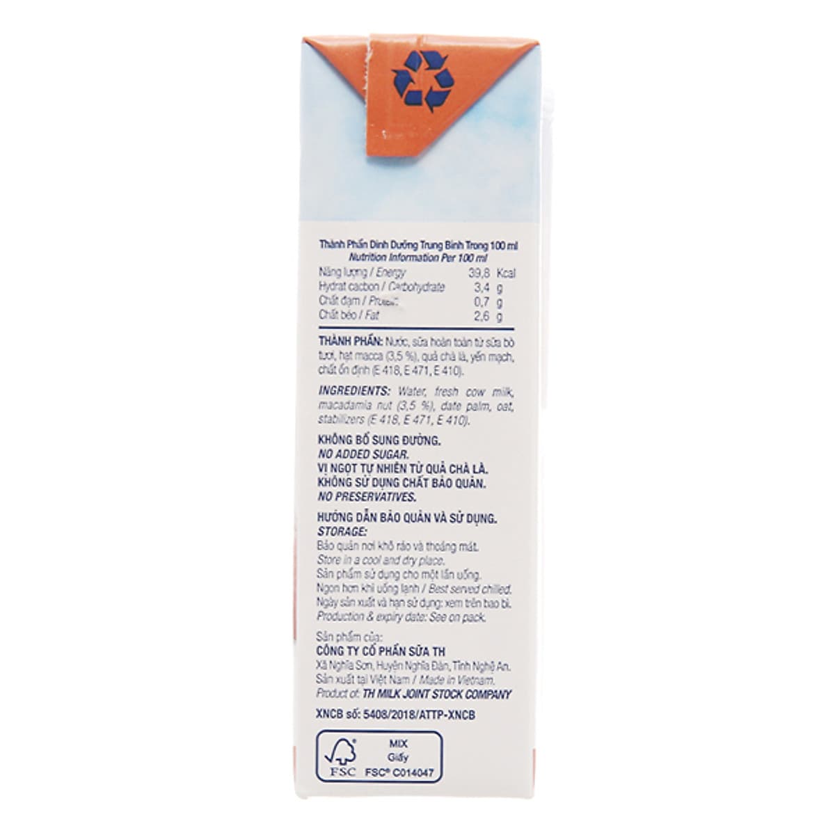 Lốc 4 hộp Sữa hạt Macca TH true NUT (180ml)