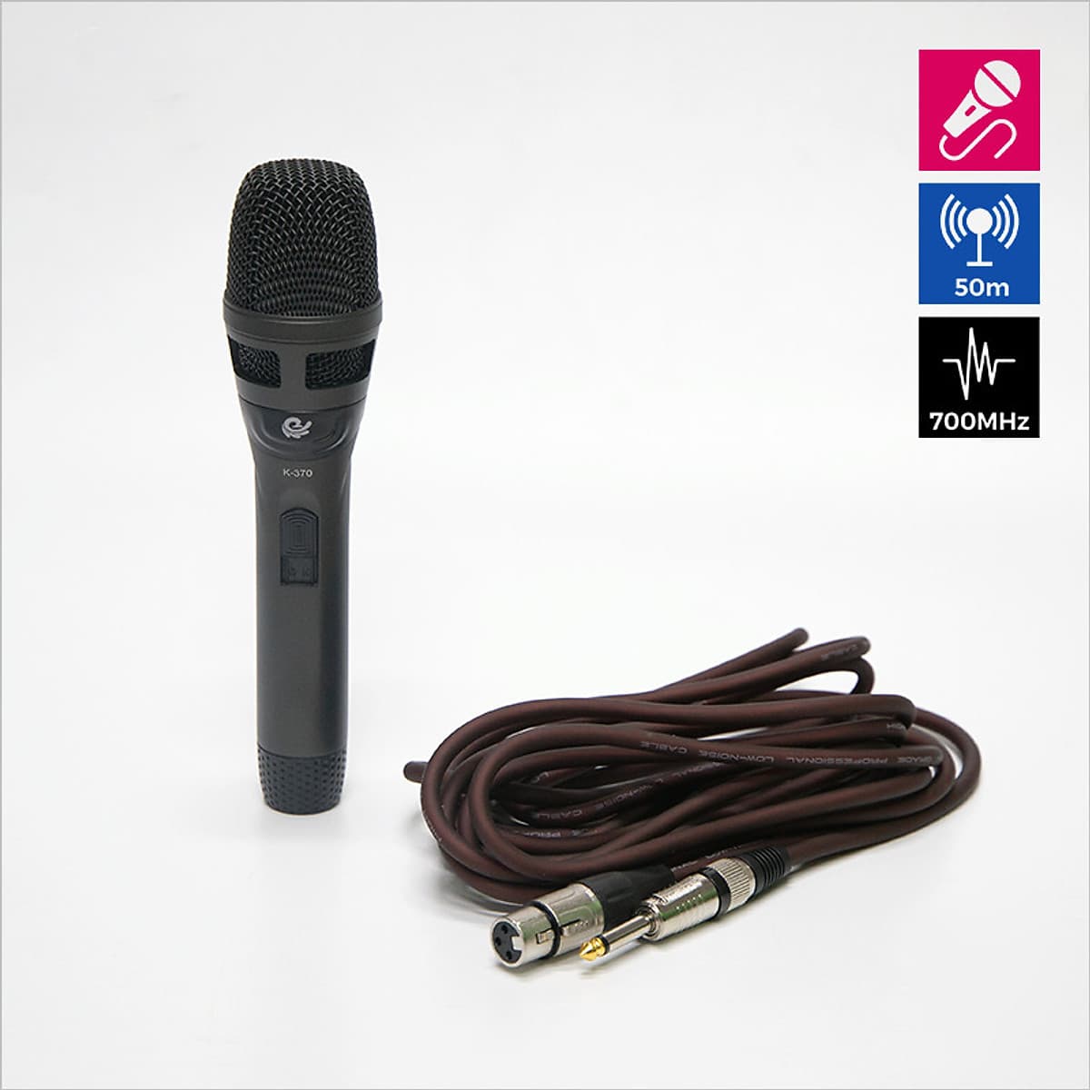 Bộ 1 Micro Karaoke Có Dây Chuyên Dùng Cho Loa Kéo, Amply, Vỏ Bằng Hợp Kim Chống Rơi Vỡ, Hút Âm Cực Tốt Model K370 - Chính Hãng
