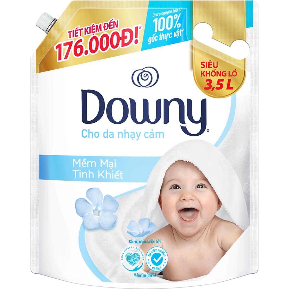 Nước xả vải Downy mềm mại tinh khiết 3.5L tặng 1 Ariel 360ml frontload