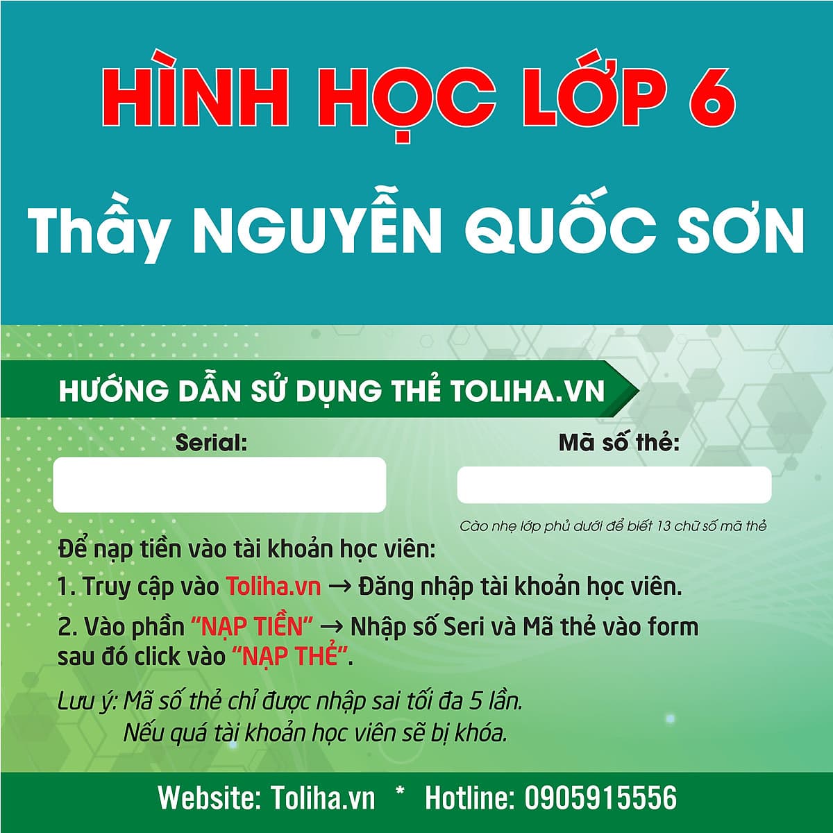 Khóa học HÌNH HỌC 6 - CƠ BẢN + NÂNG CAO thầy Quốc Sơn - 03 tháng