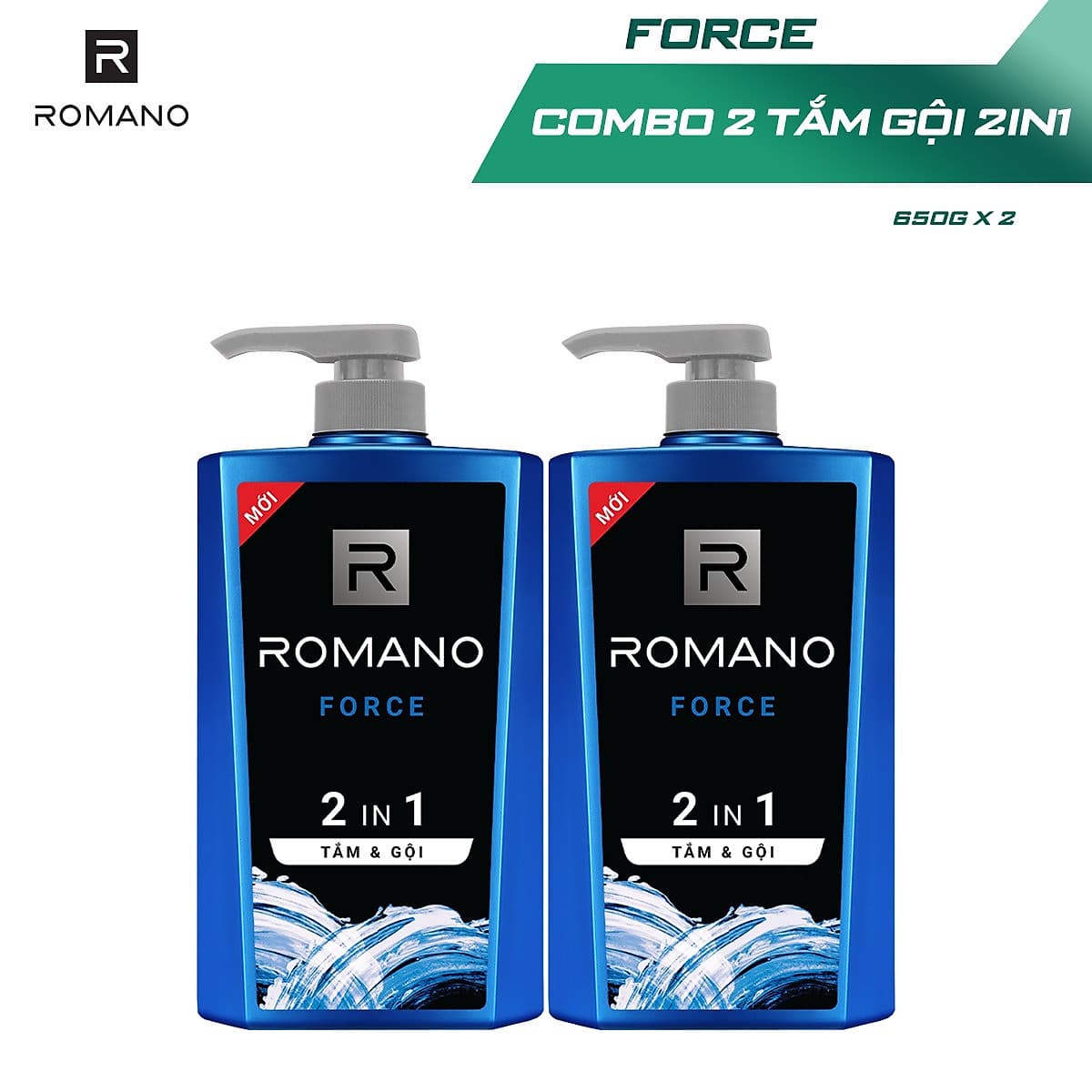 Combo 2 Tắm gội 2 trong 1 Romano hương nước hoa 650g/chai