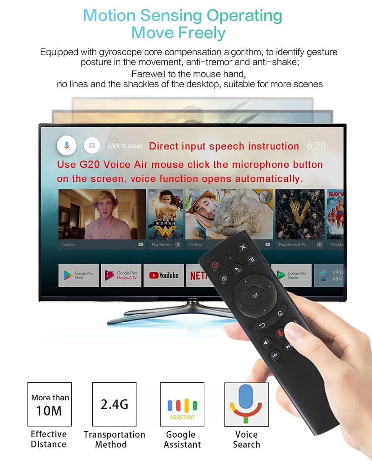 Chuột bay tìm kiếm giọng nói Remote Mouse G20s - có chức năng điều khiển cử chỉ pin Energizer