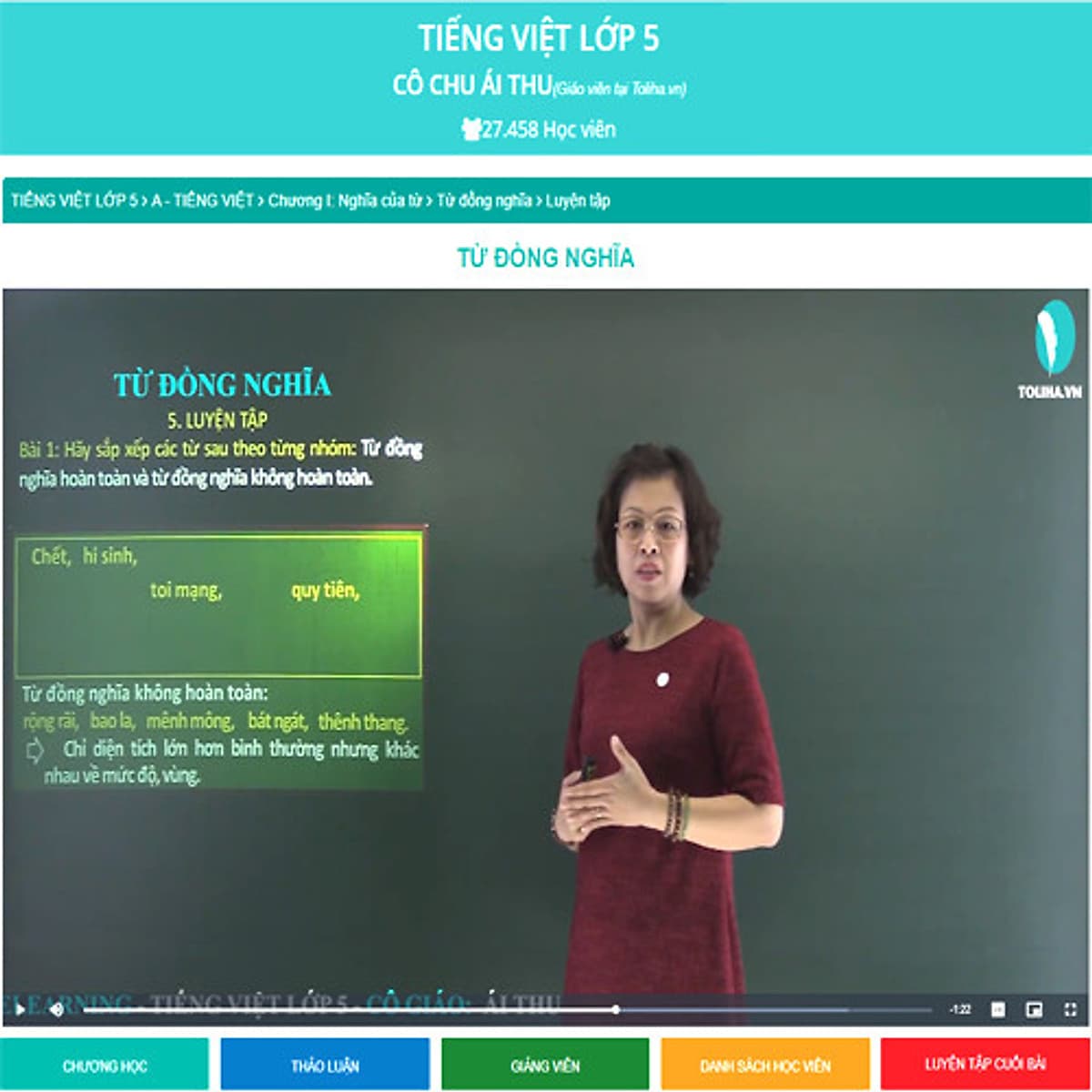 Khóa học TIẾNG VIỆT LỚP 5 cô Chu Ái Thu - 06 tháng