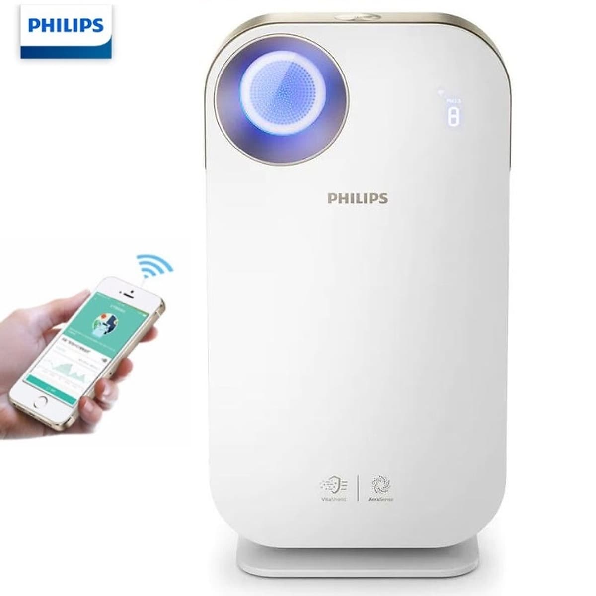 Máy lọc không khí kháng khuẩn trong nhà nhãn hiệu Philips AC4558 Cảm ứng thông minh 4 màu, giám sát và kiểm soát với ứng dụng điện thoại thông minh, loại bỏ vi rút, vi khuẩn - HÀNG NHẬP KHẨU 