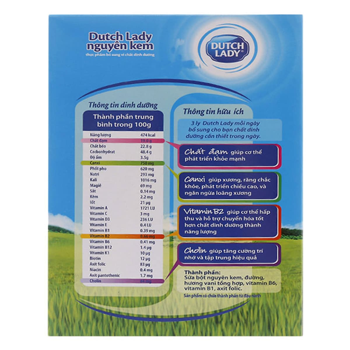 Sữa Bột Nguyên Kem Dutch Lady Cô Gái Hà Lan Hộp Giấy (400g)