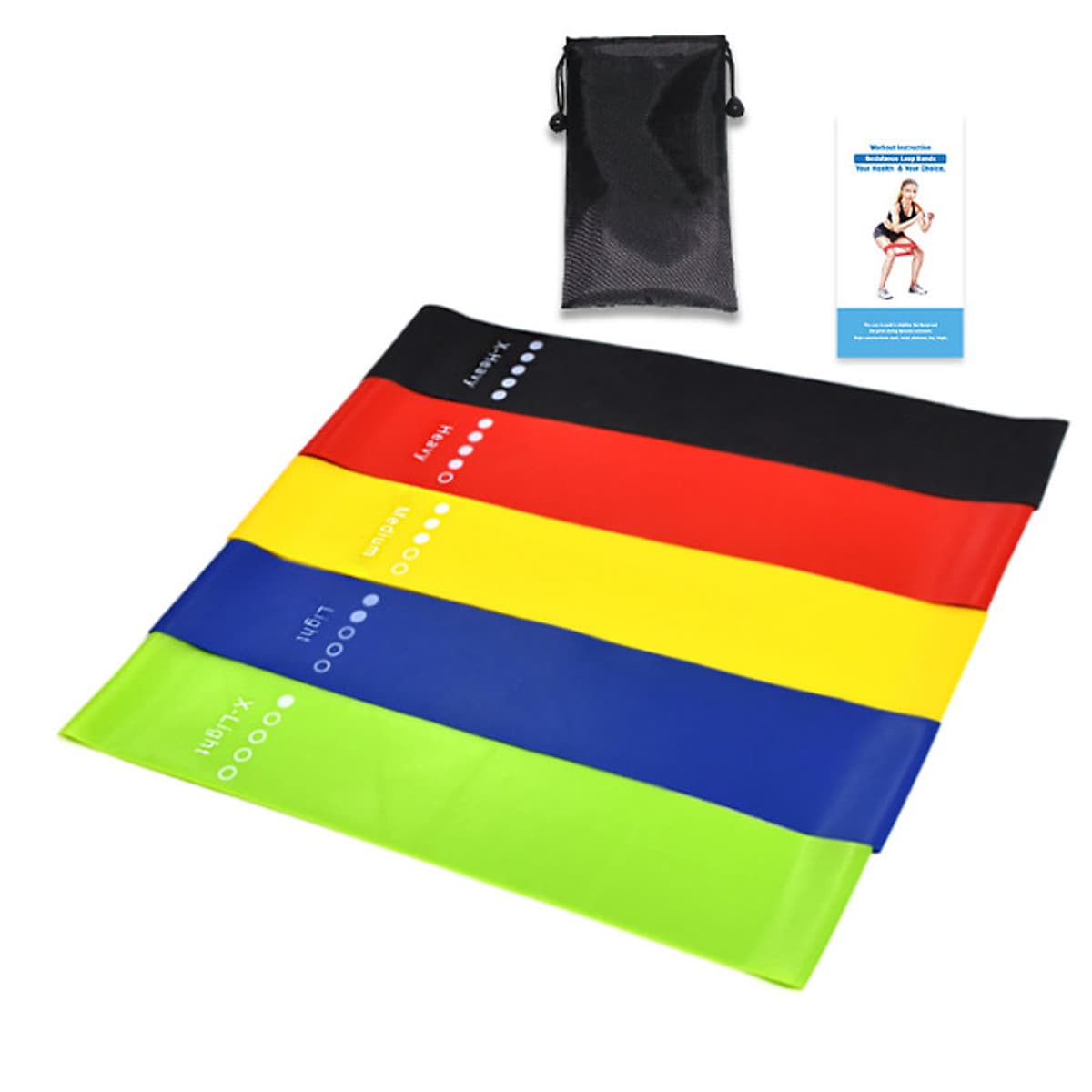 Bộ 5 dây đàn hồi tập gym, dây đàn hồi  mini band tập yoga dây đàn hồi kháng lực cao cấp, dây đàn hồi tập thể dục Cleacco ( bộ 5 dây đủ màu trong 1 túi )