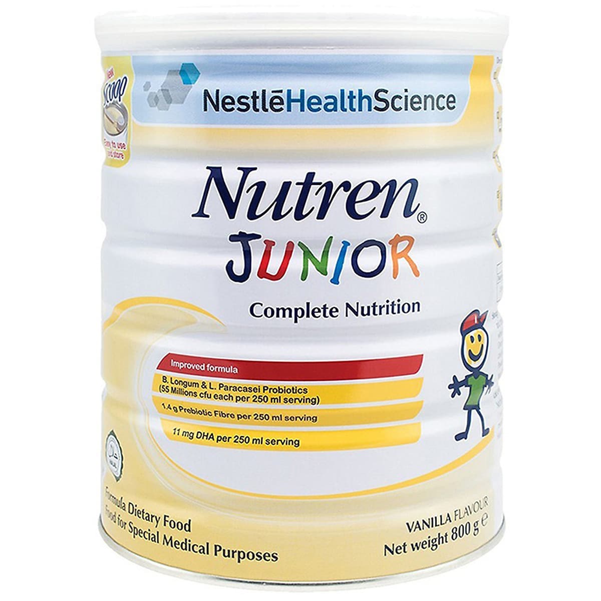 Sản Phẩm Dinh Dưỡng Y Học NUTREN JUNIOR Lon 800g - Tặng Gối Ôm Hình cà Rốt