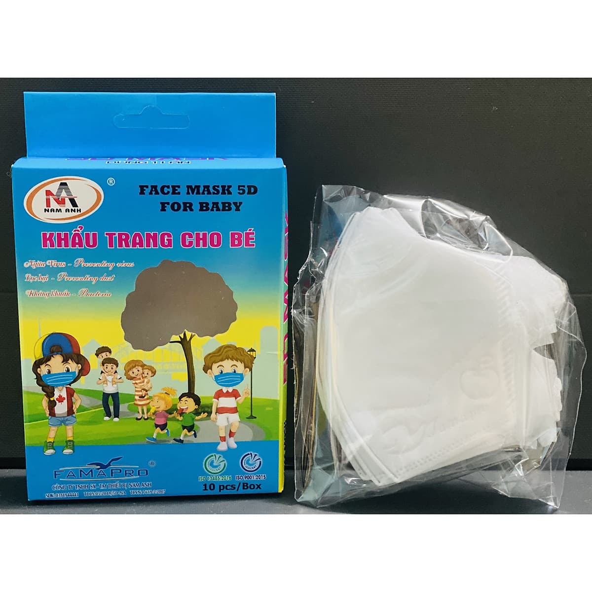 Khẩu Trang Y Tế 5D Trẻ Em Nam Anh - Hộp 10 cái