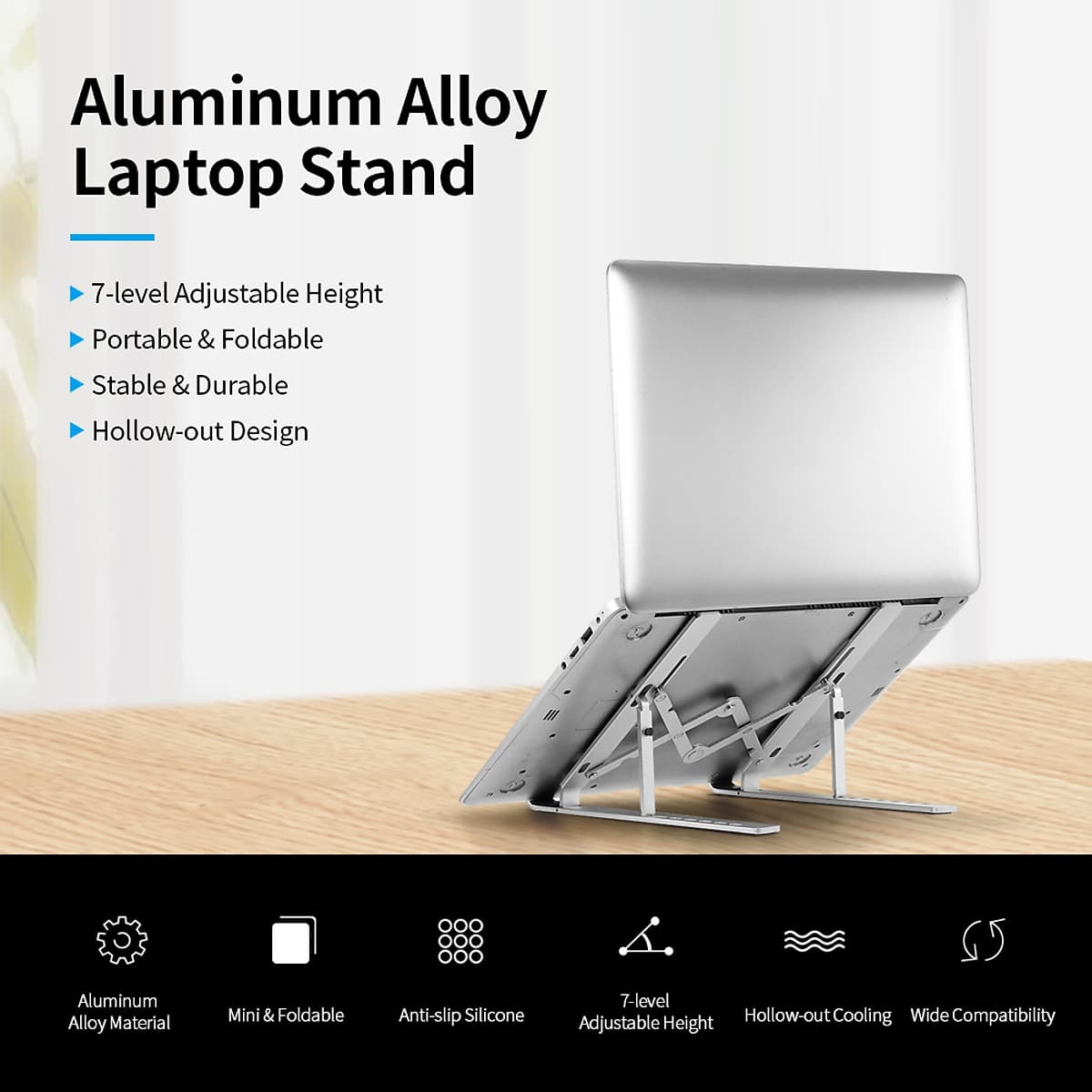 Giá Đỡ Laptop Hợp Kim Nhôm 7 Cấp Độ Điều Chỉnh Chống Trượt Gấp Gọn