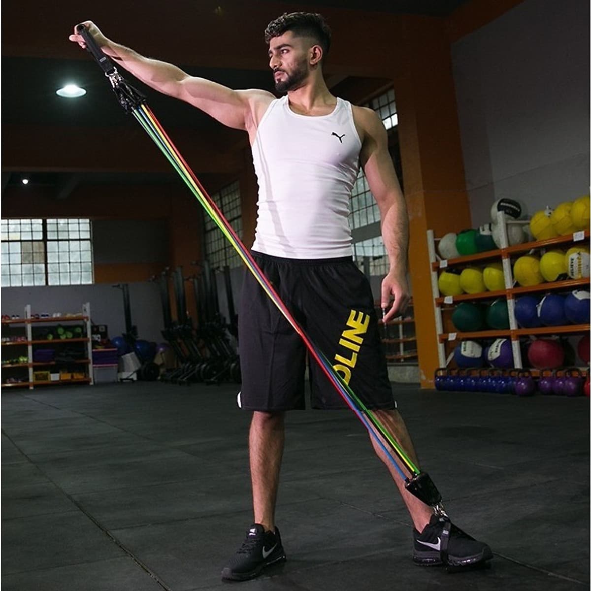Bộ Dây Đàn Hồi Ngũ Sắc Tập Gym Đa Năng  YESURE 11 món, gọn nhẹ có thể mang đi lại bất kỳ nơi đâu, không bị gò bó về không gian và thời gian - tặng kèm túi đựng và  hướng dẫn