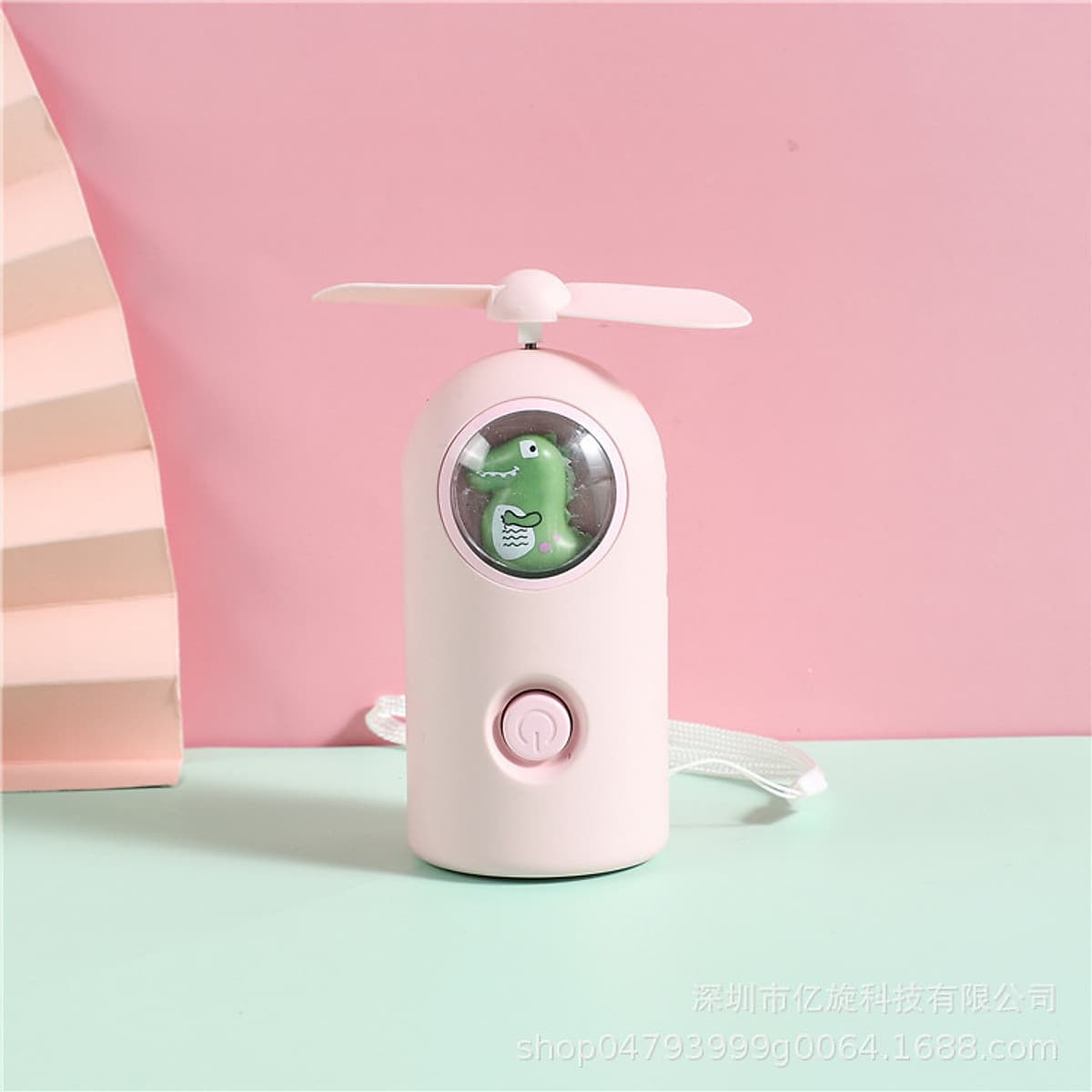 Quạt sạc tích điện cầm tay (để bàn) hình khủng long có đèn USB Mini Fan