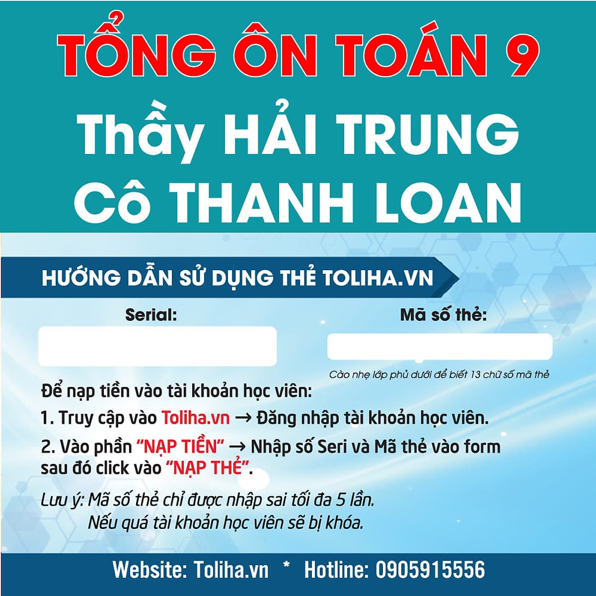 Khóa học TỔNG ÔN TOÁN 9 - thầy Hải Trung - cô Thanh Loan - 09 tháng
