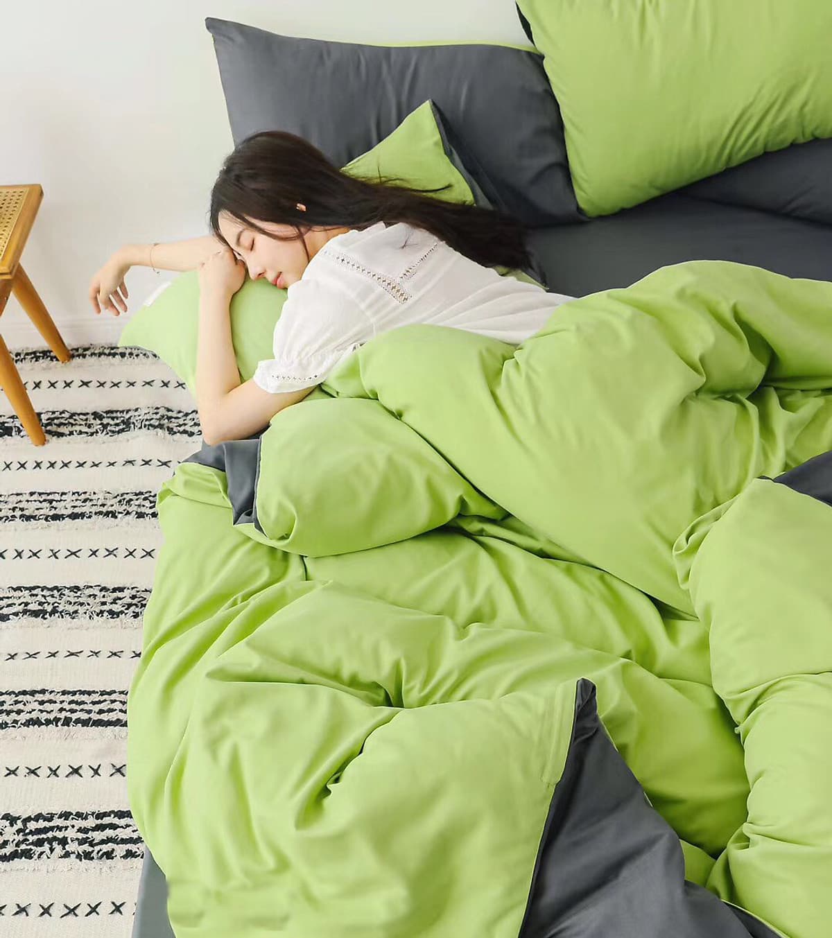 Bộ 4 món chăn ga gối cotton Tici cao cấp TC45 hàng đẹp (set gồm 1 ga, 1 chăn có khóa lồng được ruột, 2 vỏ gối)
