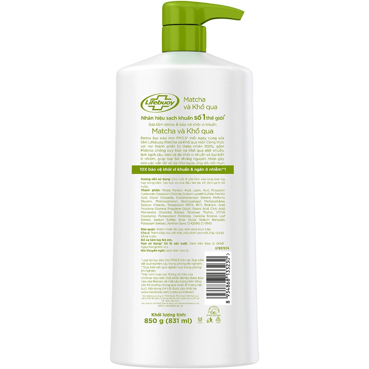 Sữa tắm Detox Lifebuoy - Matcha & Khổ Qua (850g)