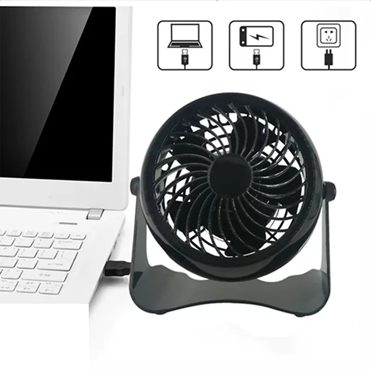 Quạt sạc 5 cánh để bàn chạy pin AA, quạt mini thiết kế nhỏ gọn bền, đẹp.