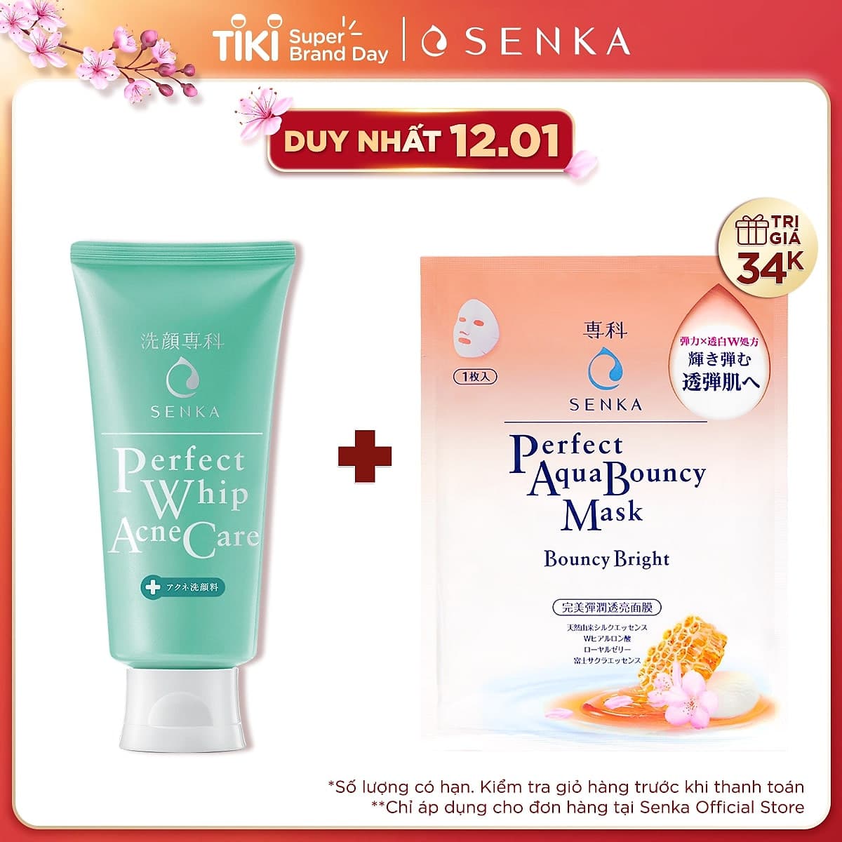 Sữa rửa mặt trị mụn Senka Perfect Whip Acne Care 100g