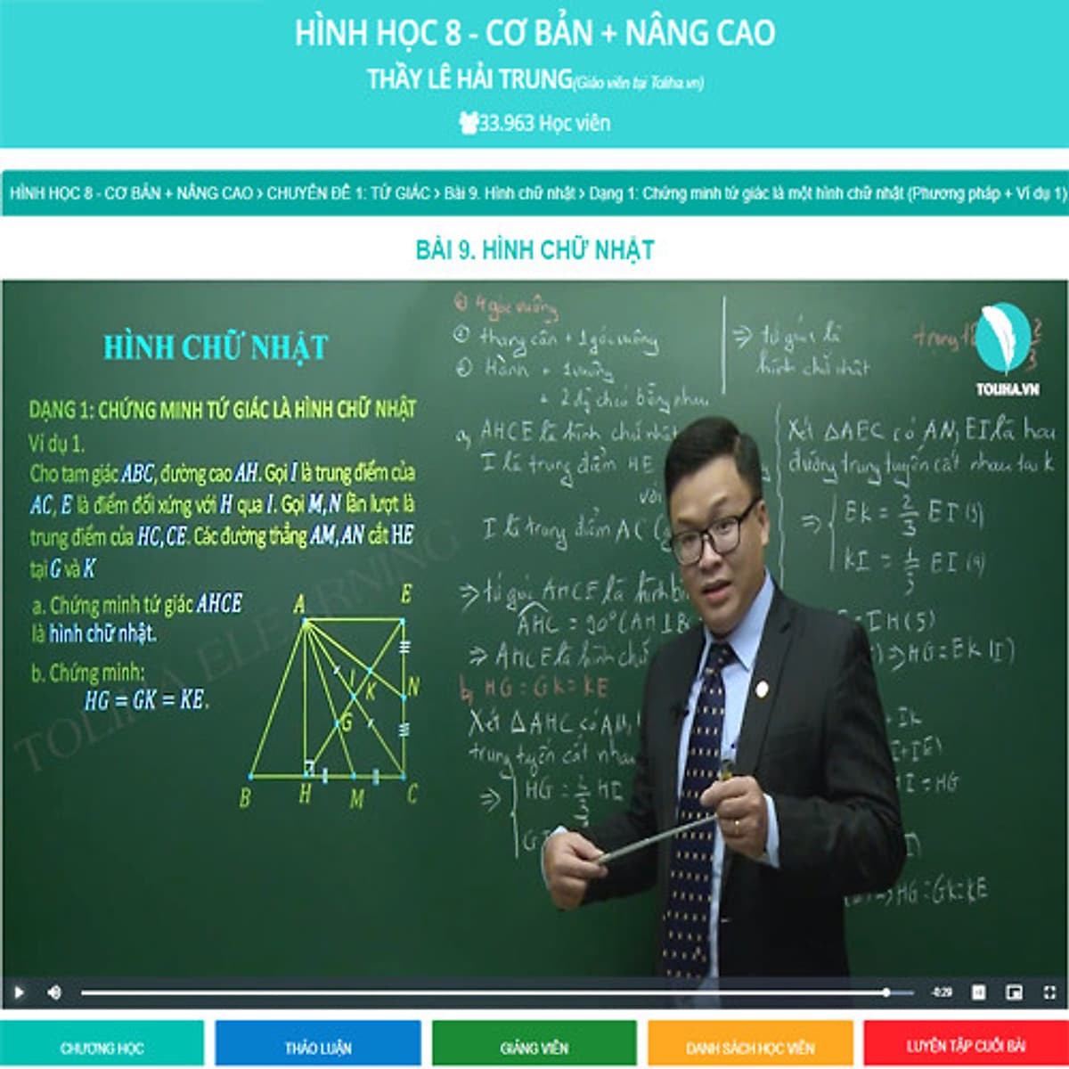 Khóa học HÌNH HỌC 8 - CƠ BẢN + NÂNG CAO thầy Lê Hải Trung- 09 tháng