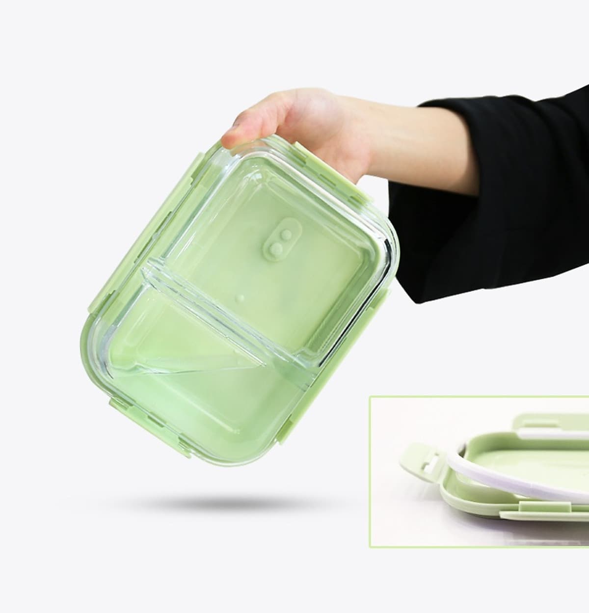 Bộ Hộp Cơm Thủy Tinh Giữ Nhiệt  Văn Phòng Cao Cấp - Kèm Túi Xách và Hộp Đựng Đũa Thìa Home Basics