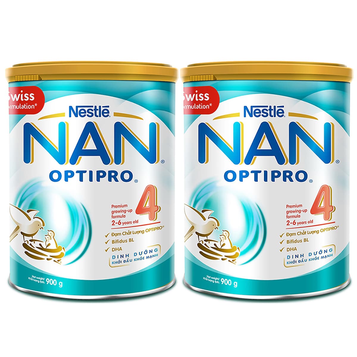 Combo 2 Lon Sữa Bột Nestlé NAN OPTIPRO 4 900g - Tặng Bộ Gối Mền Hà Mã