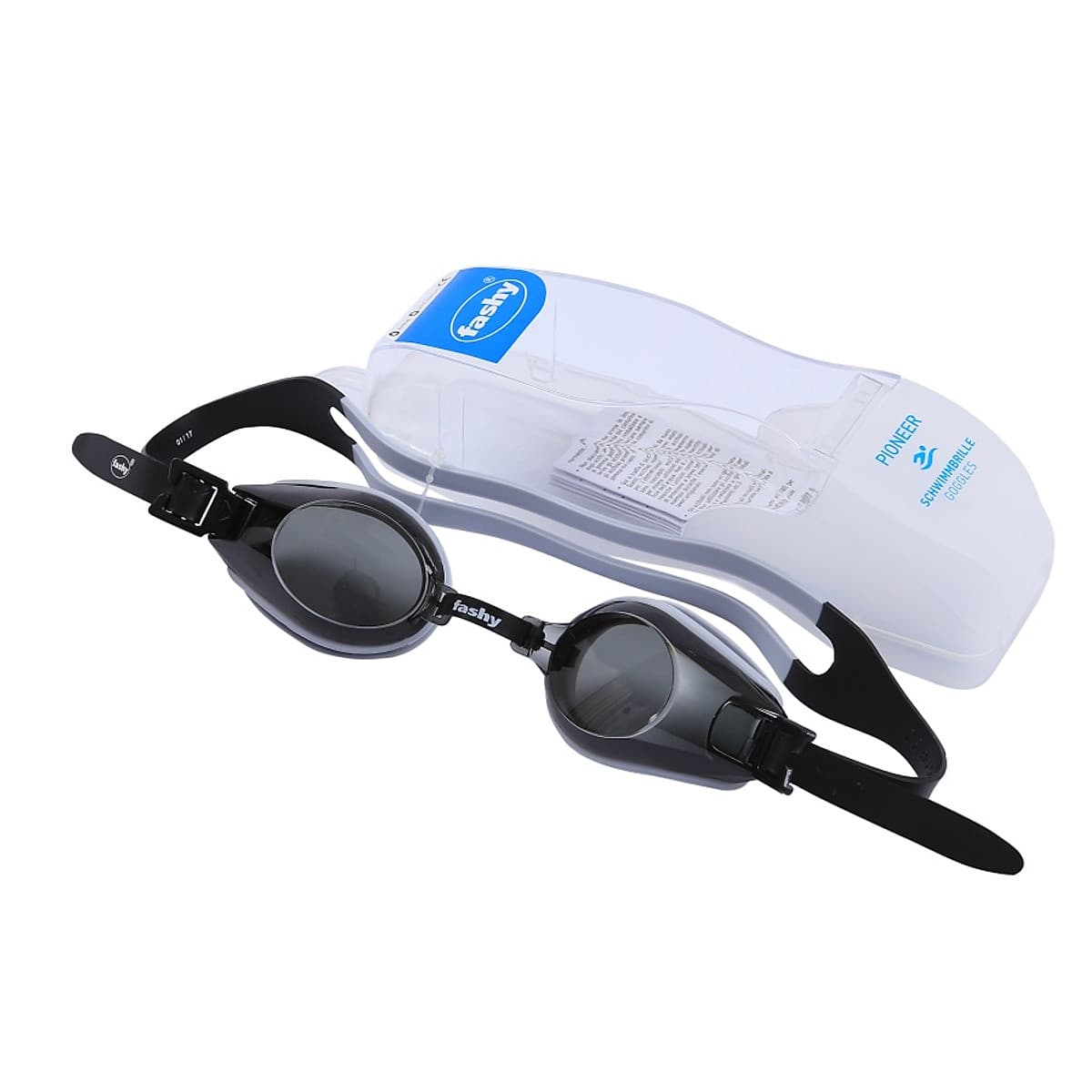 Kính bơi người lớn nhập khẩu từ Đức thương hiệu Fashy dòng “Pioneer” tiêu chuẩn chất lượng Châu Âu chống mờ, chống tia UV, kiểu dáng thời trang size L dành cho Nam, Nữ, trẻ em từ 12 tuổi trở lên