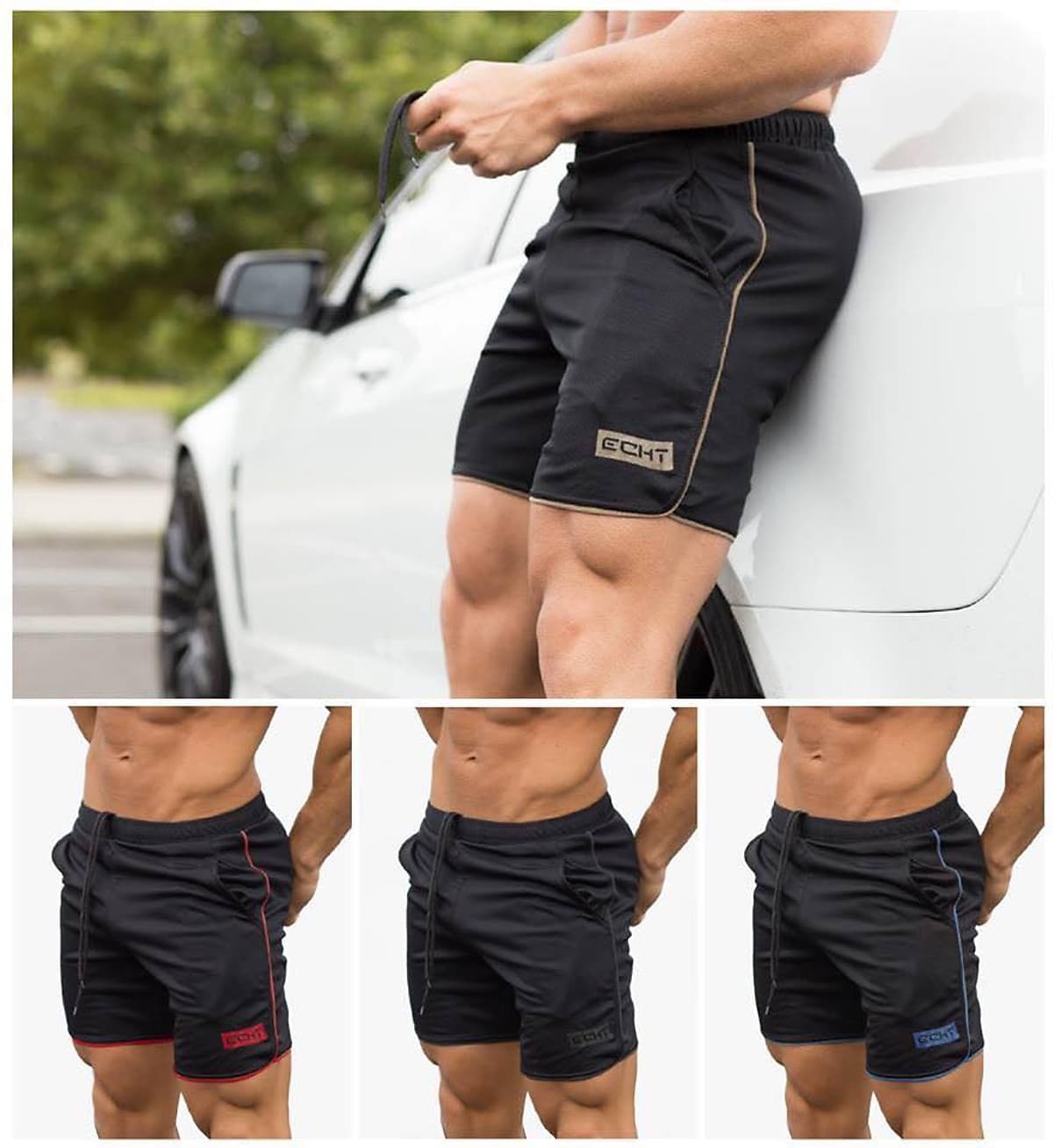 Quần đùi gym nam, Quần short thể thao nam, Quần đùi tập gym nam thun lưới - Thích hợp tập gym, đá bóng, chạy bộ, thể thao, bóng rổ hoặc giữ ấm cơ thể (SP065)