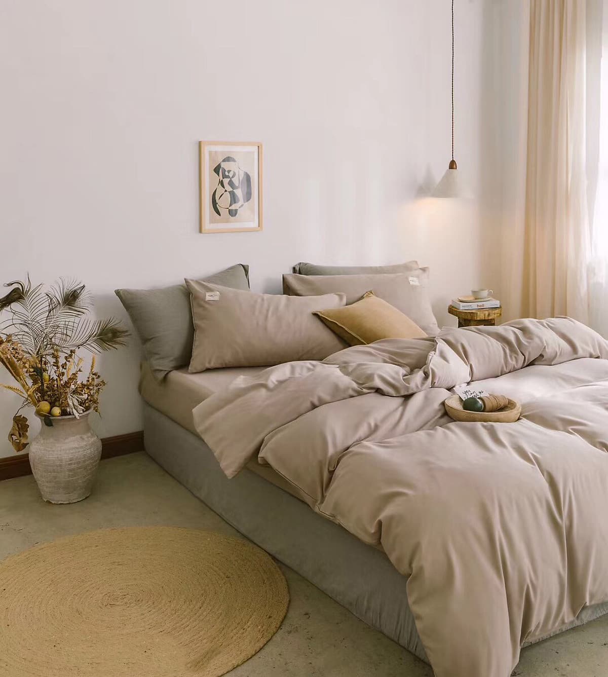 Bộ 4 món chăn ga gối cotton Tici cao cấp TC45 hàng đẹp (set gồm 1 ga, 1 chăn có khóa lồng được ruột, 2 vỏ gối)