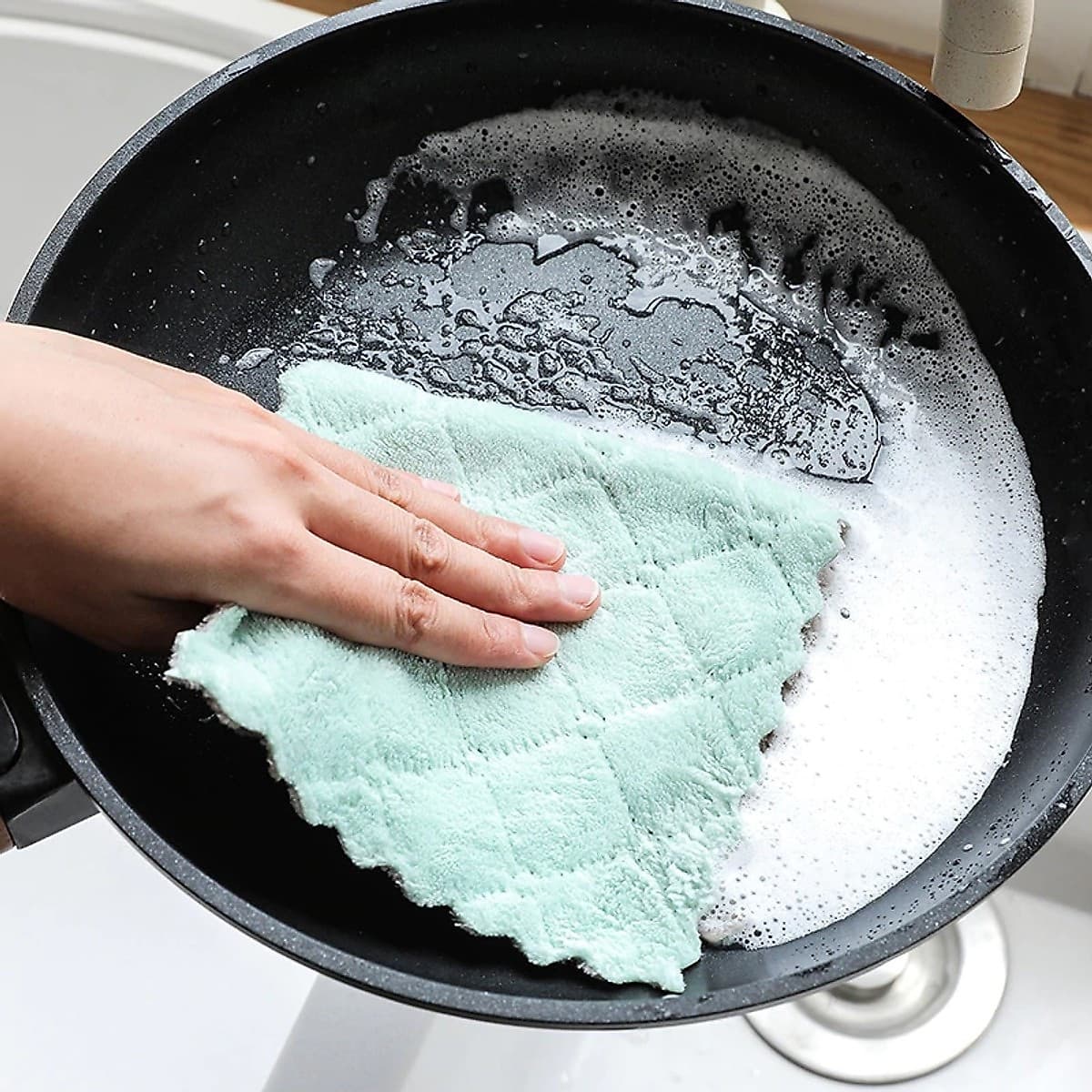 Bộ 10 khăn lau 2 mặt siêu thấm- Khăn lau không phai màu không rụng sợi- nhanh khô- Khăn lau bếp, khăn lau kính, lau bát lau tay