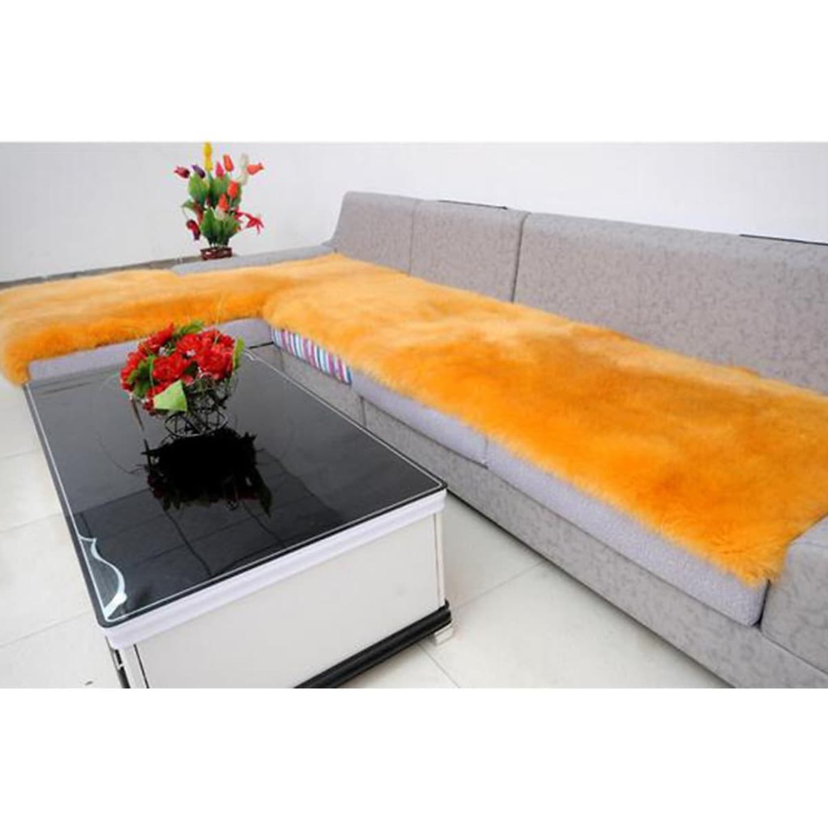 Thảm Len Lông Mịn Nhân Tạo Trải Sàn, Đệm Ghế 40x90cm