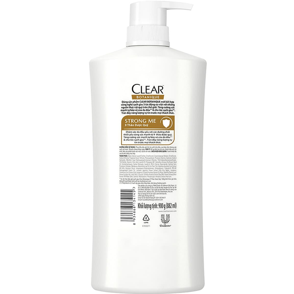 Dầu Gội Sạch Gàu Clear Botanique 9 Thảo Dược Quý (900g)