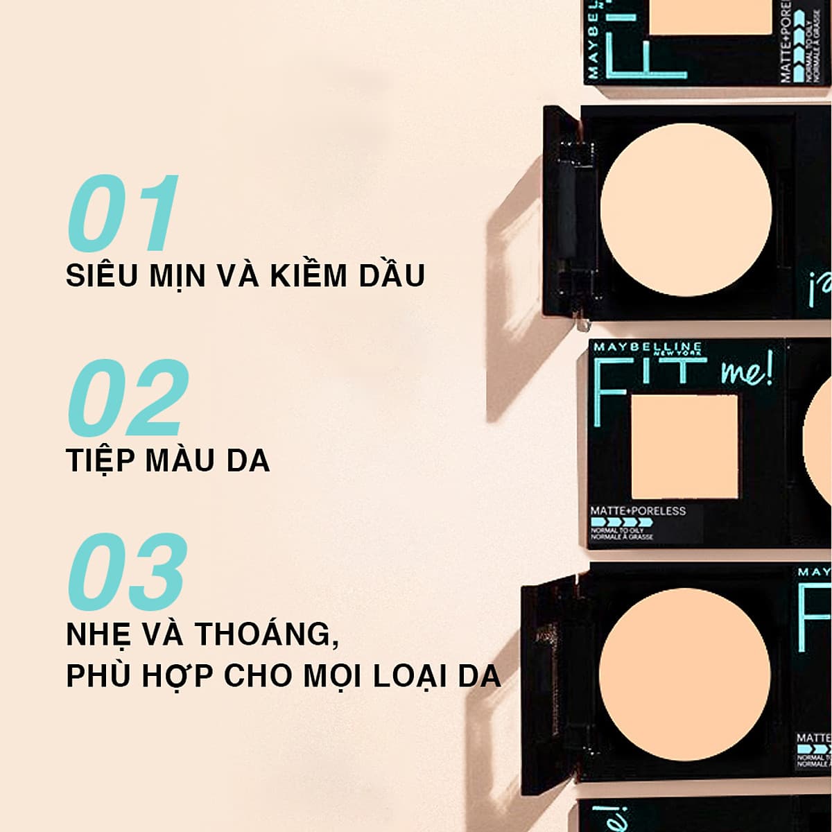 Phấn Phủ Mịn Nhẹ Kiềm Dầu Fit Me Matte Poreless Powder Maybelline New York 8.5g