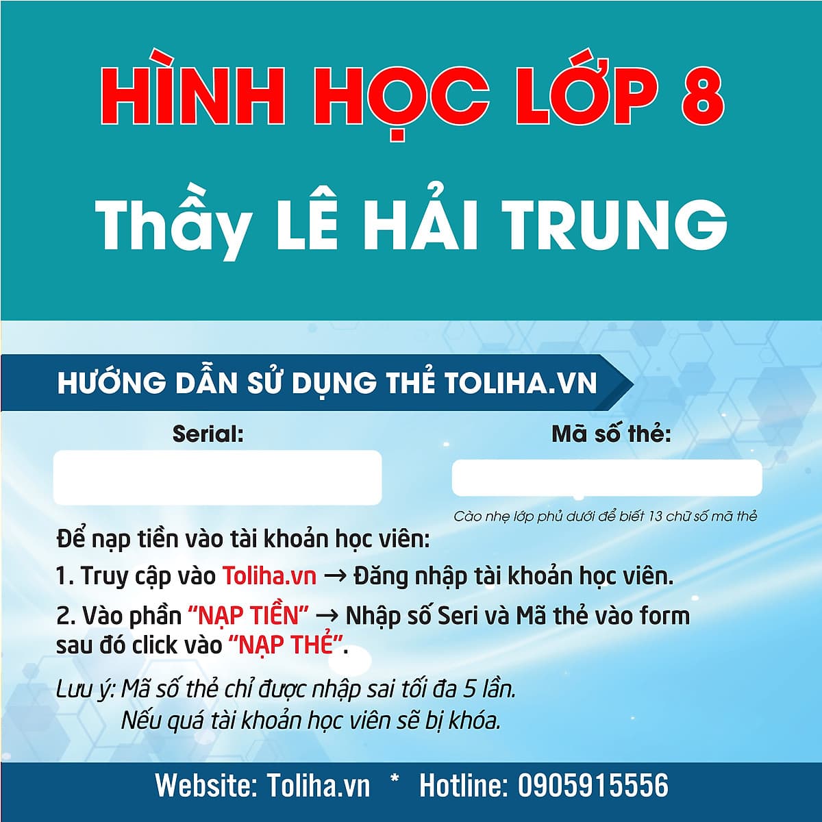 Khóa học HÌNH HỌC 8 - CƠ BẢN + NÂNG CAO thầy Lê Hải Trung- 09 tháng