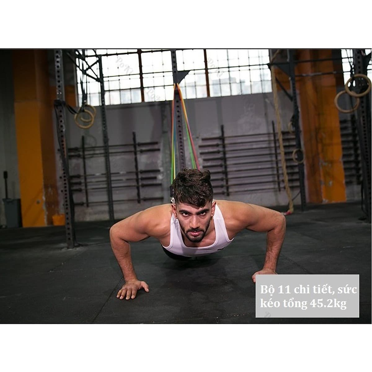 Bộ Dây Đàn Hồi Ngũ Sắc Tập Gym Đa Năng  YESURE 11 món, gọn nhẹ có thể mang đi lại bất kỳ nơi đâu, không bị gò bó về không gian và thời gian - tặng kèm túi đựng và  hướng dẫn