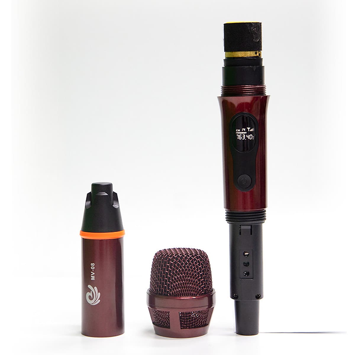 Bộ 2 Micro Karaoke Không Dây Siêu Sang MV08, Vỏ Đuôi Mic Bằng Hợp Kim Chống Rơi Vỡ, Chuyên Dùng Cho Amply, Loa Kéo, Kết Nối Xa Tới 30m Qua Đầu Thu Mini - Chính Hãng