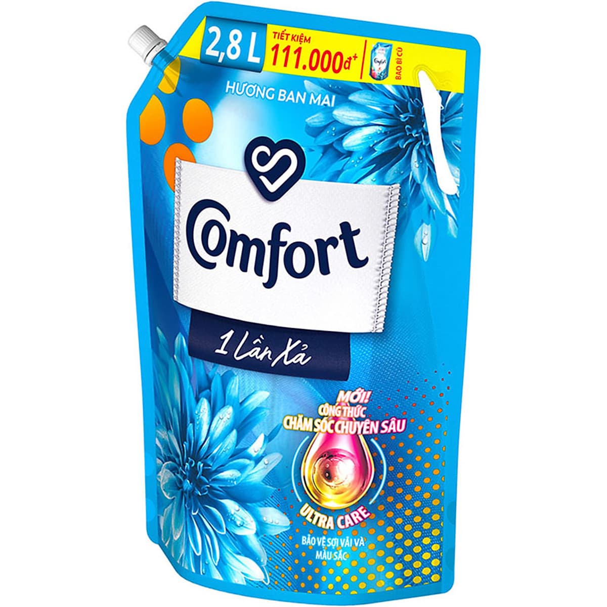 Nước Xả Làm Mềm Vải Comfort Chăm Sóc Chuyên Sâu Đậm Đặc Một Lần Xả Hương Ban Mai Túi 2.8L