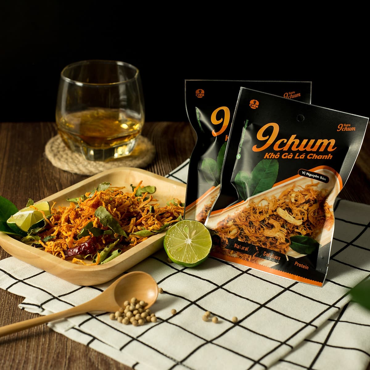 Khô gà lá chanh 9chum 25g/gói - Hương vị truyền thống Việt Nam - Món ngon chill cùng bạn bè