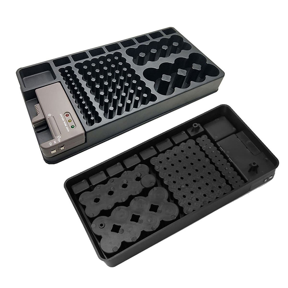 Hộp Trữ Pin Kiểm Tra Được Trạng Thái Pin Dành Cho Pin Aaa, Aa, 9V, C, D Và Pin Nút - Đen