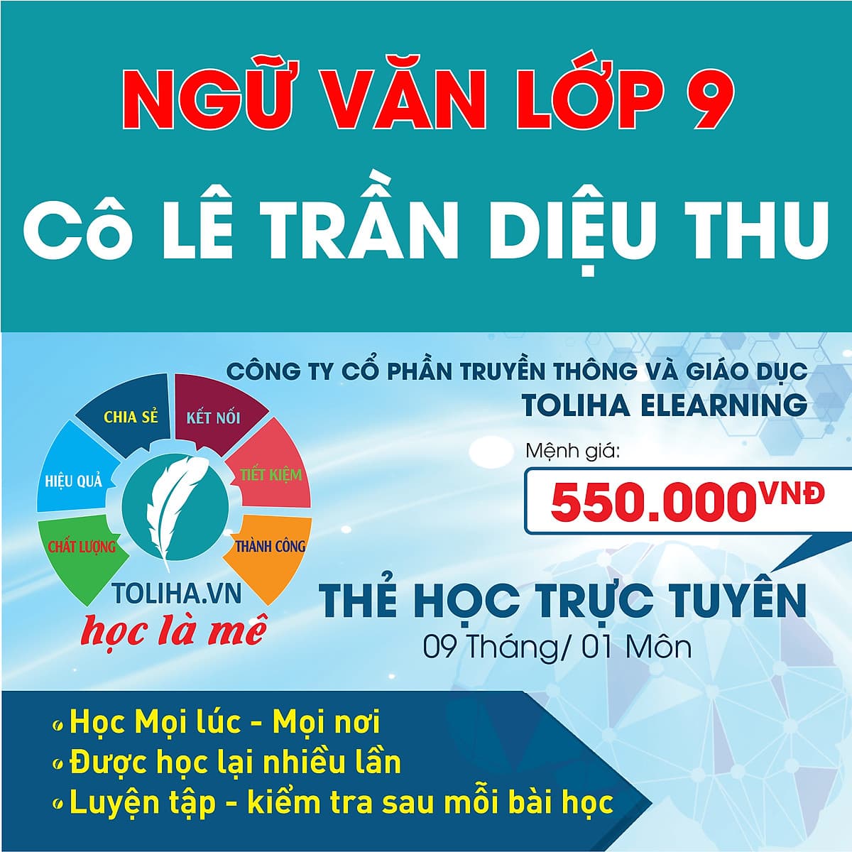Khóa học NGỮ VĂN 9 cô Diệu Thu - 09 tháng