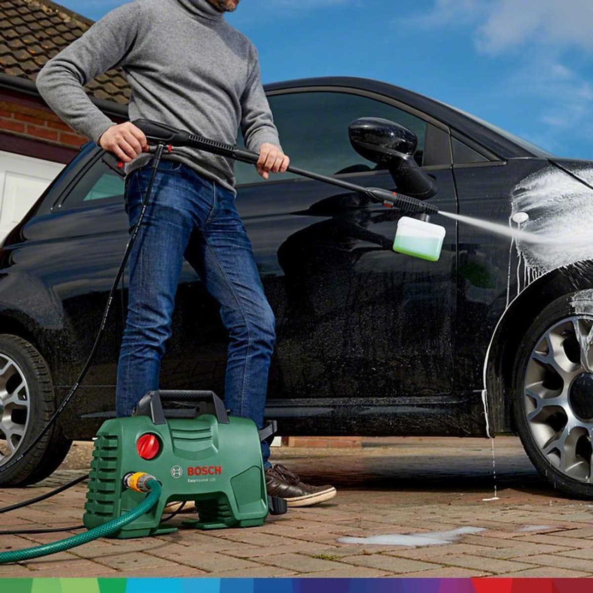 Combo Máy Phun Xịt Rửa Áp Lực Cao Bosch Easyaquatak 110 + Dây Nối Dài 6m Và Đầu Phun 90 Độ