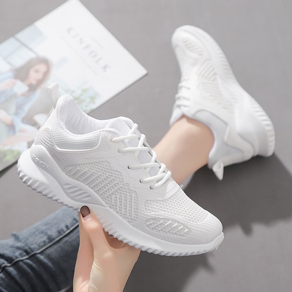 Giày thể thao Giày đi bộ Nữ huấn luyện viên nhẹ Knit mềm