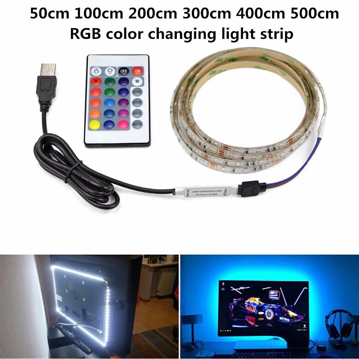 Đèn Dây LED RGB USB Chống Nước Có Điều Khiển (5V) 