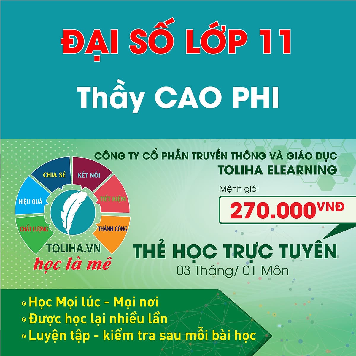 Khóa học ĐẠI SỐ 11 - CƠ BẢN + NÂNG CAO thầy Cao Phi - 03 tháng
