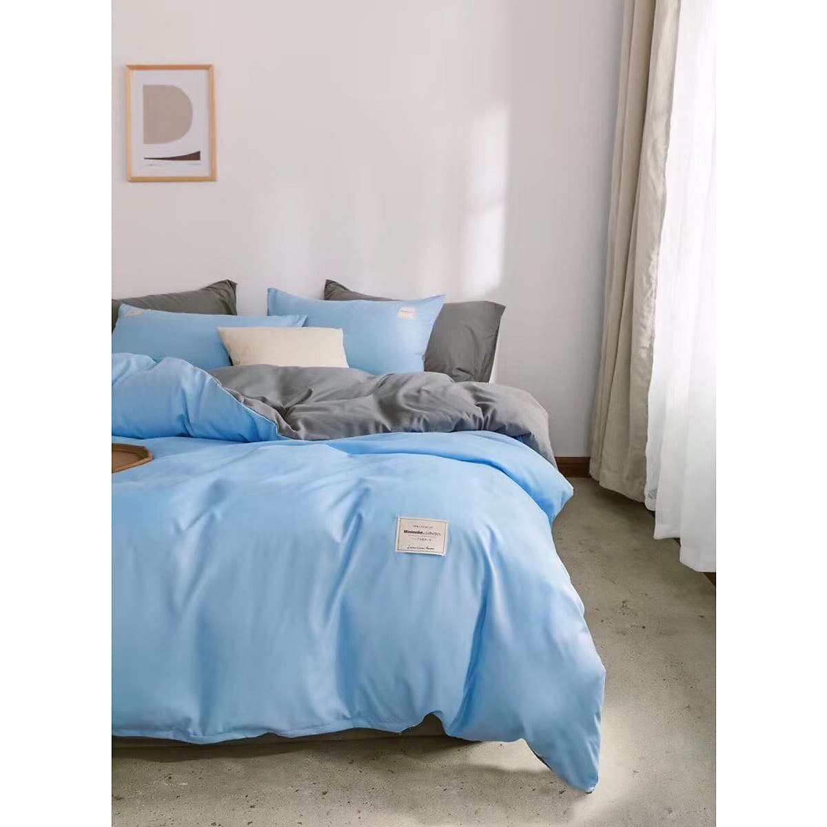 Bộ 4 món chăn ga gối cotton Tici cao cấp TC45 hàng đẹp (set gồm 1 ga, 1 chăn có khóa lồng được ruột, 2 vỏ gối)
