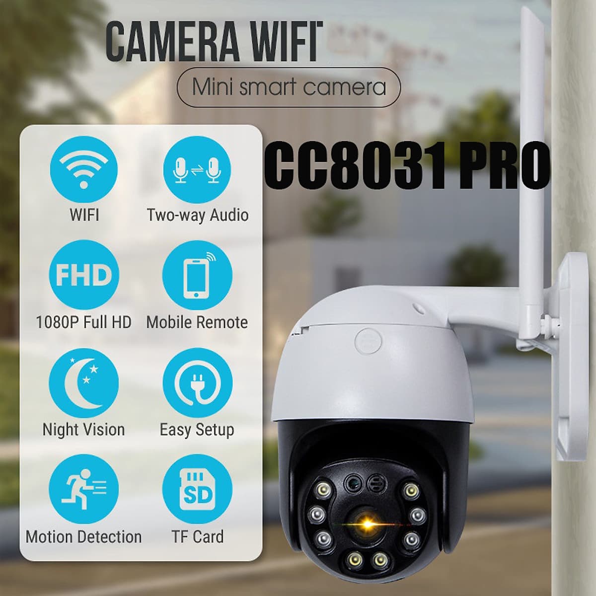  Camera Wifi Ngoài Trời CareCam CC8031 - 3.0Mpx (2304x1296P), Xoay 360 Độ, Đàm Thoại 2 Chiều - Hàng chính hãng