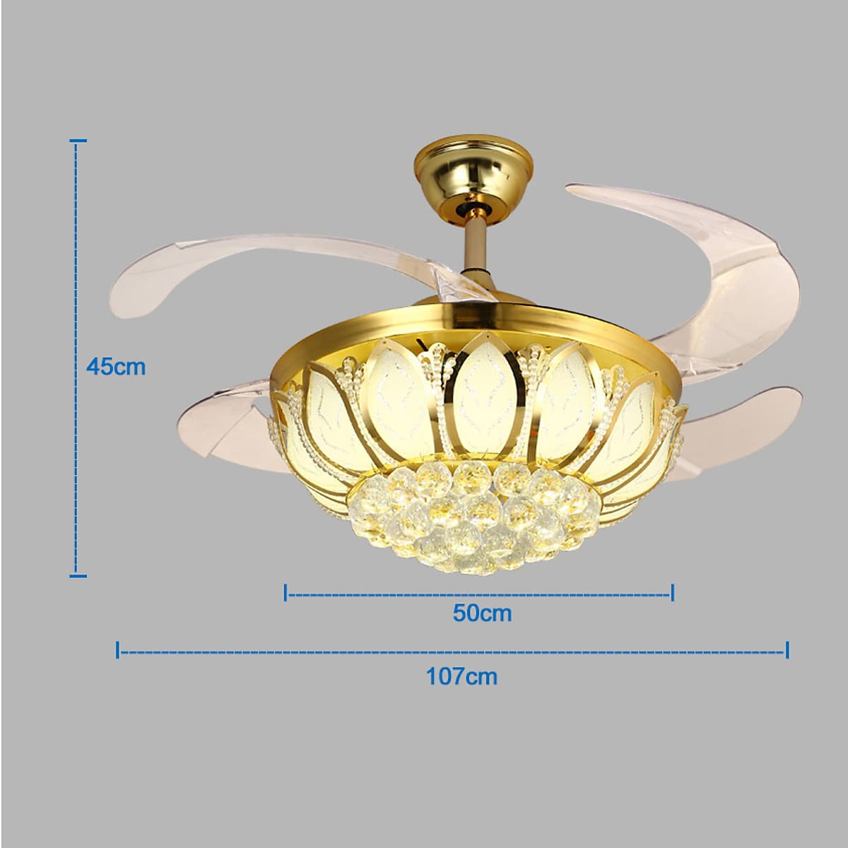 Quạt trần đèn trang trí phòng khách đẹp hiện đại - HLFAN003